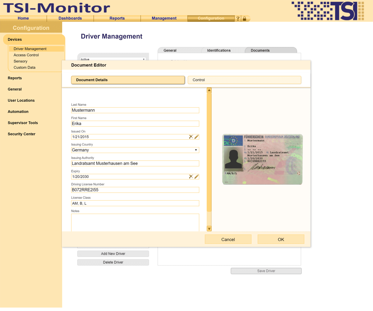 TSI Driving License Check - Driving licenses easily registered in the system once only